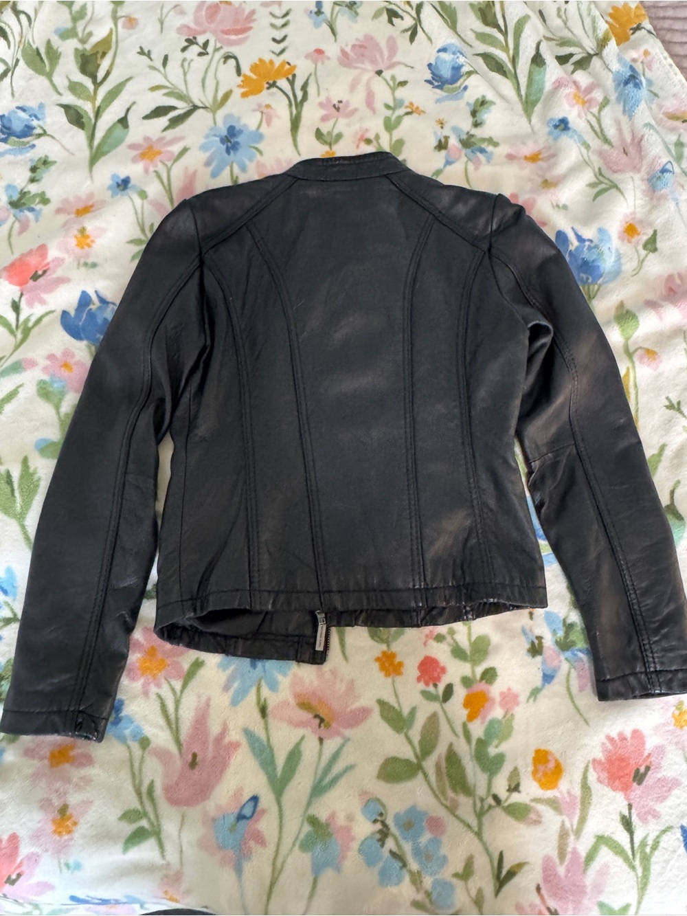 Michael Kors Black Leather Zip-Front Moto Jacket - Picture 4 of 4